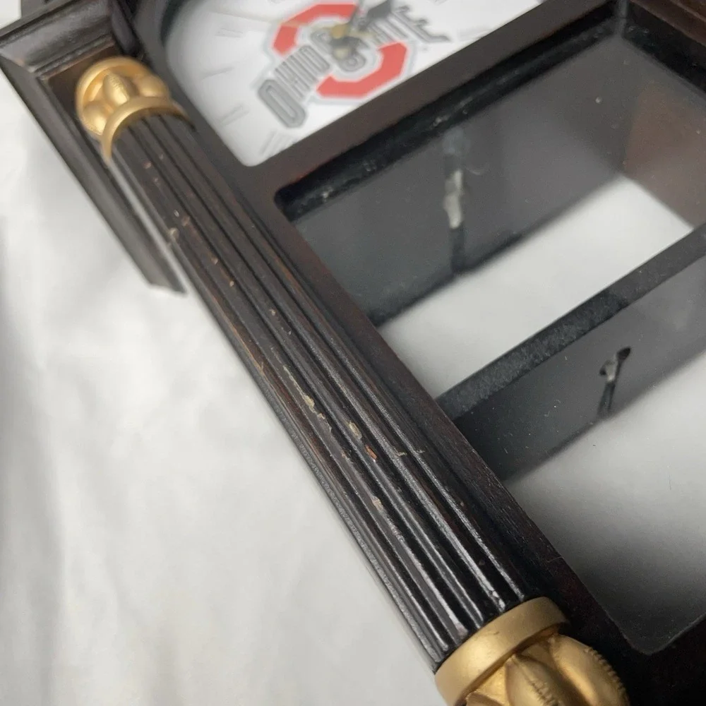 Vintage Danbury Mint Ohio State Buckeyes Football Wooden Grandfather Desk Clock